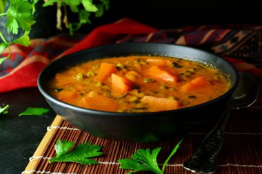 Sweet Potato Curry on background, close up