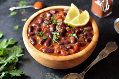 Rajma Masala Hazırlama Fotoğrafı arka planda, kapat