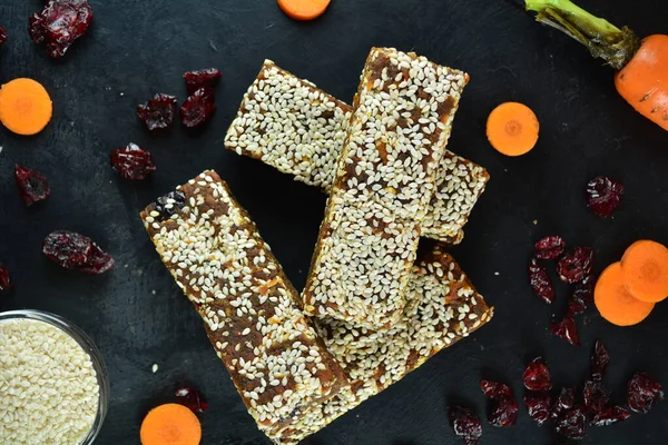 Homemade Protein Bars with Carrots, Dates, and Sesame Seeds