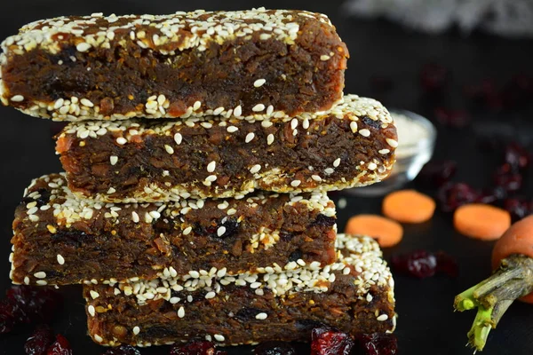 Homemade Protein Bars with Carrots, Dates, and Sesame Seeds
