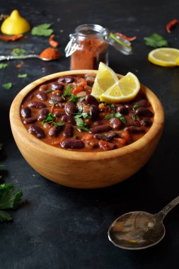 Rajma Masala Hazırlama Fotoğrafı arka planda, kapat