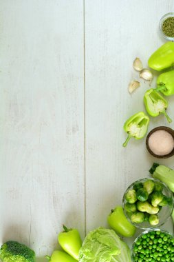 fresh vegetables on a wooden table background