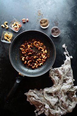 Lezzetli Rava Upma arka planda, kapat