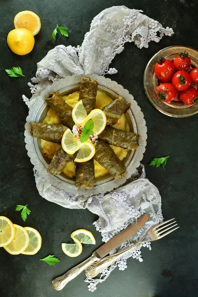 Beef Cabbage Rolls Background Close — Stockfoto