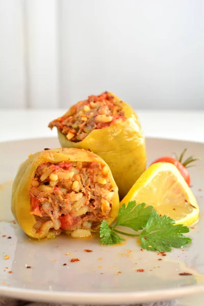 Pimientos Rellenos Turcos Tradicionales Fondo Cerca — Foto de Stock