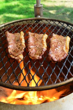 Lezzetli et barbeküde, ateşte