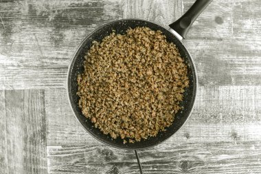 Arka planda doğranmış eti kapat, kapat