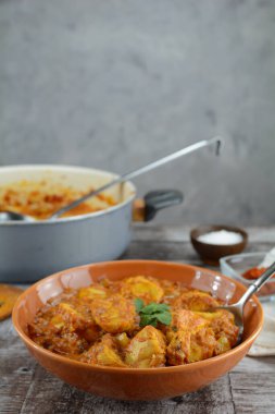 Homemade  indian curry  on background, close up