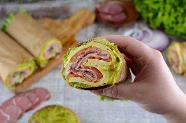 Keto  Club Lettuce Wraps - low carb meal with ham