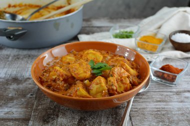 Homemade  indian curry  on background, close up