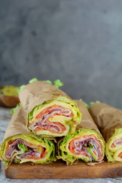 Keto  Club Lettuce Wraps - low carb meal with ham