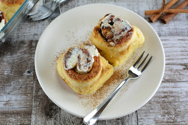 Low Carb Sugar Free Keto Cinnamon Rolls Almond Flour — Stock Photo, Image