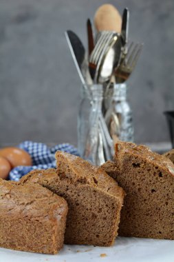 Arka planda lezzetli Keto un ekmeği, kapat
