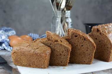 Arka planda lezzetli Keto un ekmeği, kapat