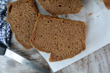 Arka planda lezzetli Keto un ekmeği, kapat