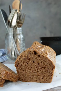 Arka planda lezzetli Keto un ekmeği, kapat