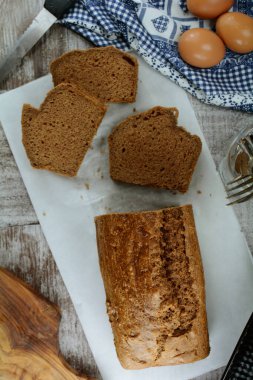 Arka planda lezzetli Keto un ekmeği, kapat