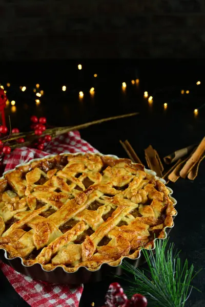 Heerlijk Huisgemaakt Fruit Pie Achtergrond Close — Stockfoto