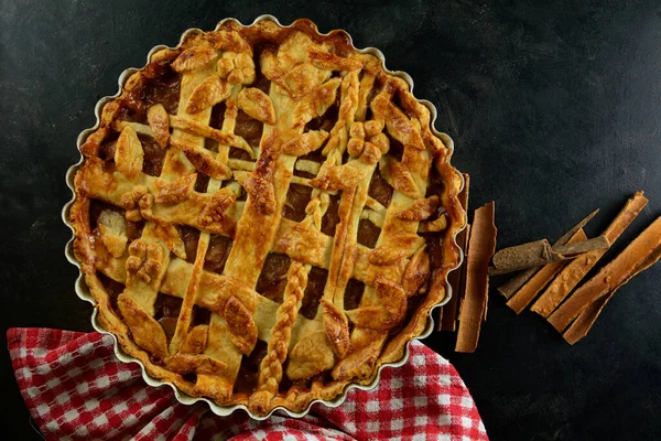 Heerlijk Huisgemaakt Fruit Pie Achtergrond Close — Stockfoto