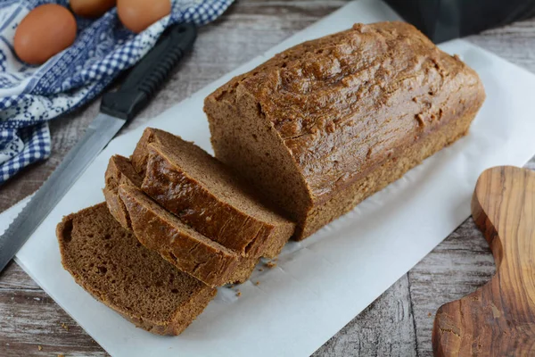 Arka planda lezzetli Keto un ekmeği, kapat