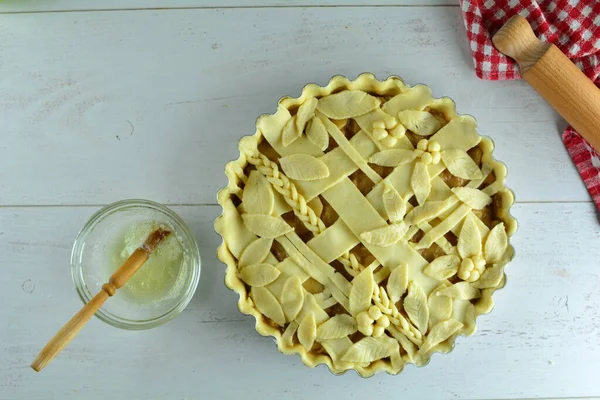 Heerlijk Huisgemaakt Fruit Pie Achtergrond Close — Stockfoto