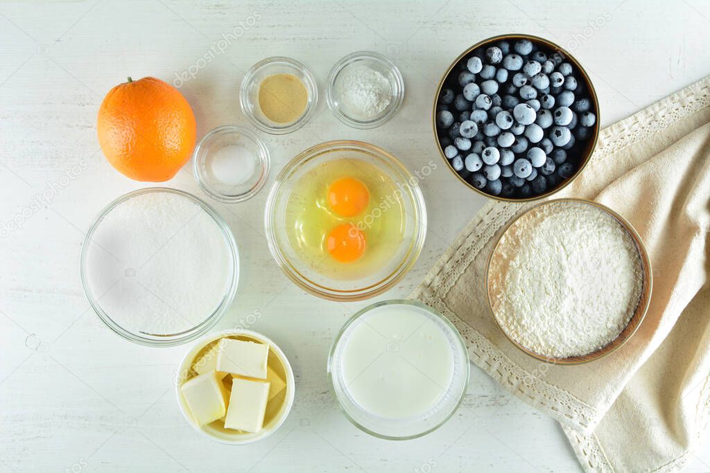 ingredients for baking and cooking with berries. top view.