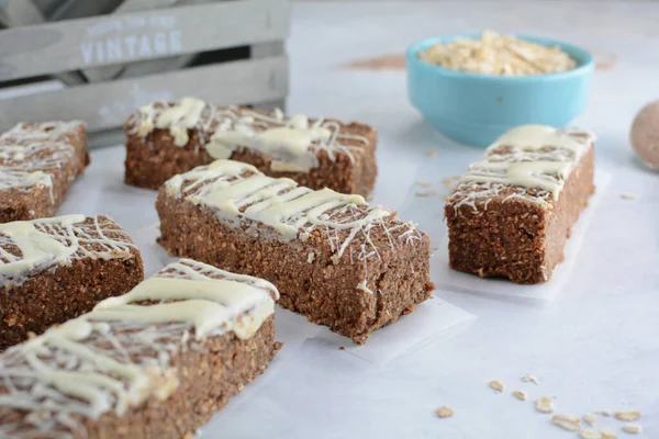 Healthy Protein Bars  on background, close up