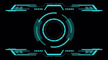 Mavi Hud fütüristik teknoloji dijital arayüzü. Teknoloji videoları, oyun, veri görselleştirmesi ve gelecekteki ui tasarımları için uygun bilim kurgu hedefi..