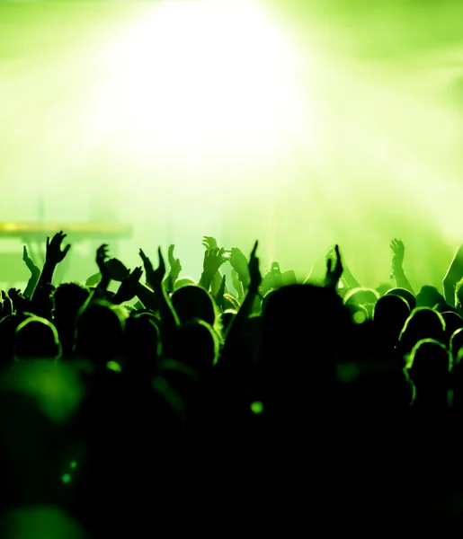 Sziluettek koncert tömeg előtt fényes színpadi fények Jogdíjmentes Stock Képek