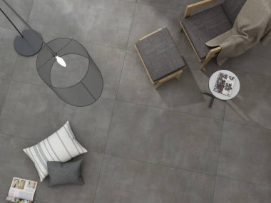 Elegant open living room with marble wall tiles and modern chandelier. 3D Rendering