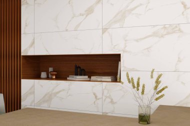 Modern sandalyeler ve döşeme döşemeleriyle en az yemek yenen yer. 3B Hazırlama