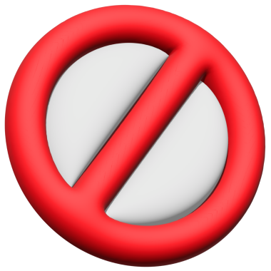 Kırmızı işaret yok. Çember çapraz çizgi yasaklama uyarısı.