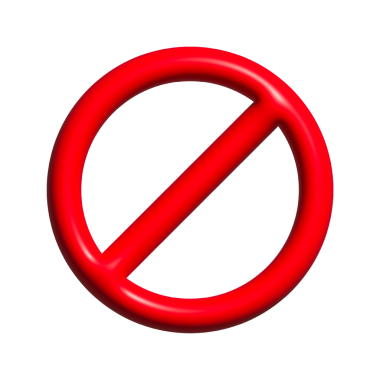 Şeffaf arkaplanda 3 boyutlu kırmızı yasaklama simgesi izole edilmiş