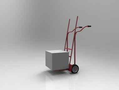 Hand truck on white background. 3d render. clipart