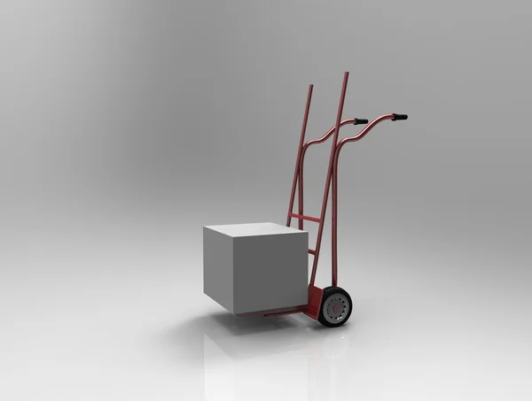 Hand truck on white background. 3d render. — Stock Photo, Image