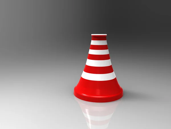 Roter Verkehrskegel auf grauem Hintergrund. 3D-Darstellung. — Stockfoto