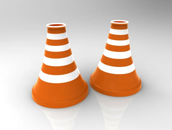 Cone de trânsito no fundo. Renderização 3d . — Fotografia de Stock