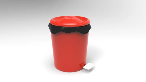 Cubo de reciclaje rojo en el fondo. 3d renderizar . —  Fotos de Stock