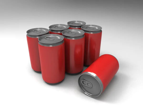 Red cans on background. — Stock Photo, Image