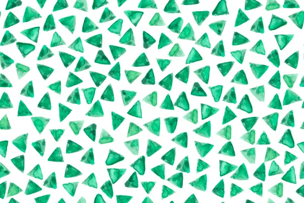 Aquarelle Triangles Verts Sur Fond Blanc — Photo