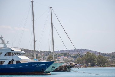 Salamina Adası, Yunanistan - 24 Ağustos 2025 Atina yakınlarındaki büyük bir ada.
