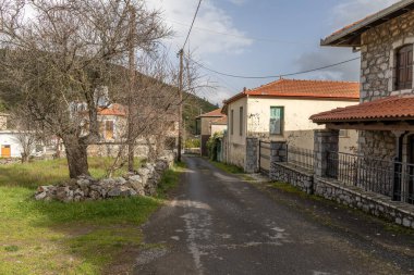 Kapsia, Yunanistan - 6 Ocak 2026 Kapsia Yunanistan 'ın Arcadia bölgesinde geleneksel bir köydür.