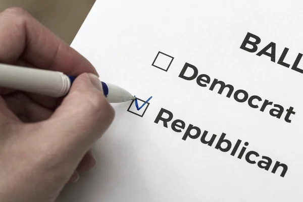 Checklist Concept Voter Votes Republican Ballot Checkmark Republican Checkbox — Stock Photo, Image
