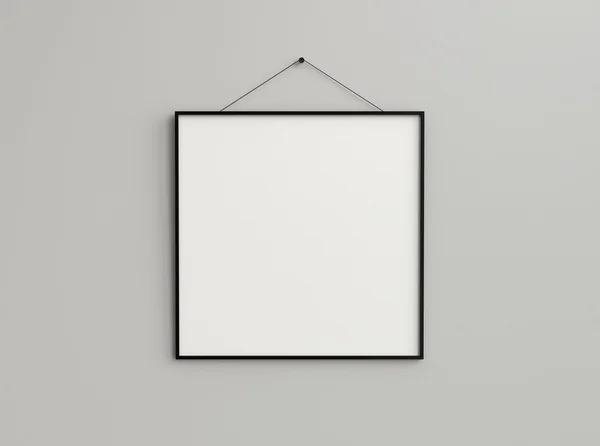 Slim square blank photo frame on screw composition black and white — Stock Photo, Image