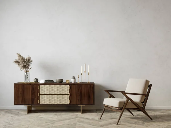 Interior modern dengan dresser dan dekorasi. — Stok Foto