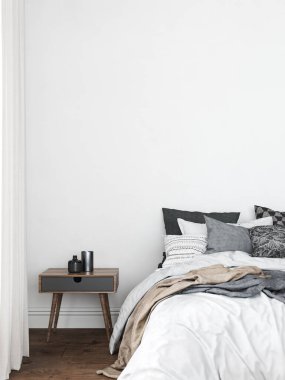 Dekorlu beyaz yatak odası..