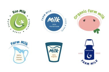 Infographics showcase environmental conservation messages related to milk branding. Logos highlight homemade and organic characteristics, emphasizing eco-friendly practices in dairy farming.
