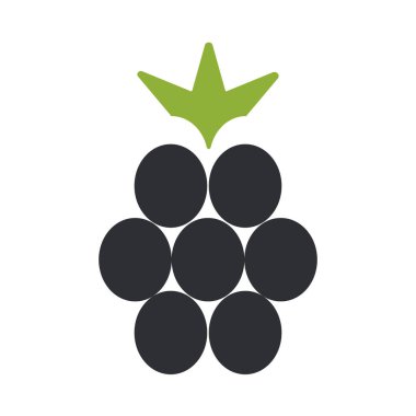 Böğürtlenleri temsil eden çizgi simgelerinin görsel olarak çekici bir şekilde toplanması. Tasarım, modern estetiği vurgulayan basit şekiller ve taze yeşil bir yaprak içeriyor..