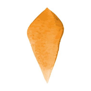 Tek bir turuncu suluboya yaprağı, suluboya tekniği ile elde edilen hassas doku ve renk değişimlerini gösteren beyaz bir arkaplan karşısında sunuluyor..