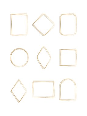 Dokuz farklı suluboya çerçeveden oluşan bir koleksiyon temiz beyaz bir arkaplanda düzenlenir. Her çerçeve çeşitli geometrik ve yuvarlak şekilli narin, el çizimi bir görünüme sahiptir..